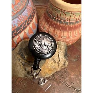 WESTERN Nickel BUFFALO SOUTHWEST BADGE HOLDER NURSE TEACHER KEY CARD ID Men Wome